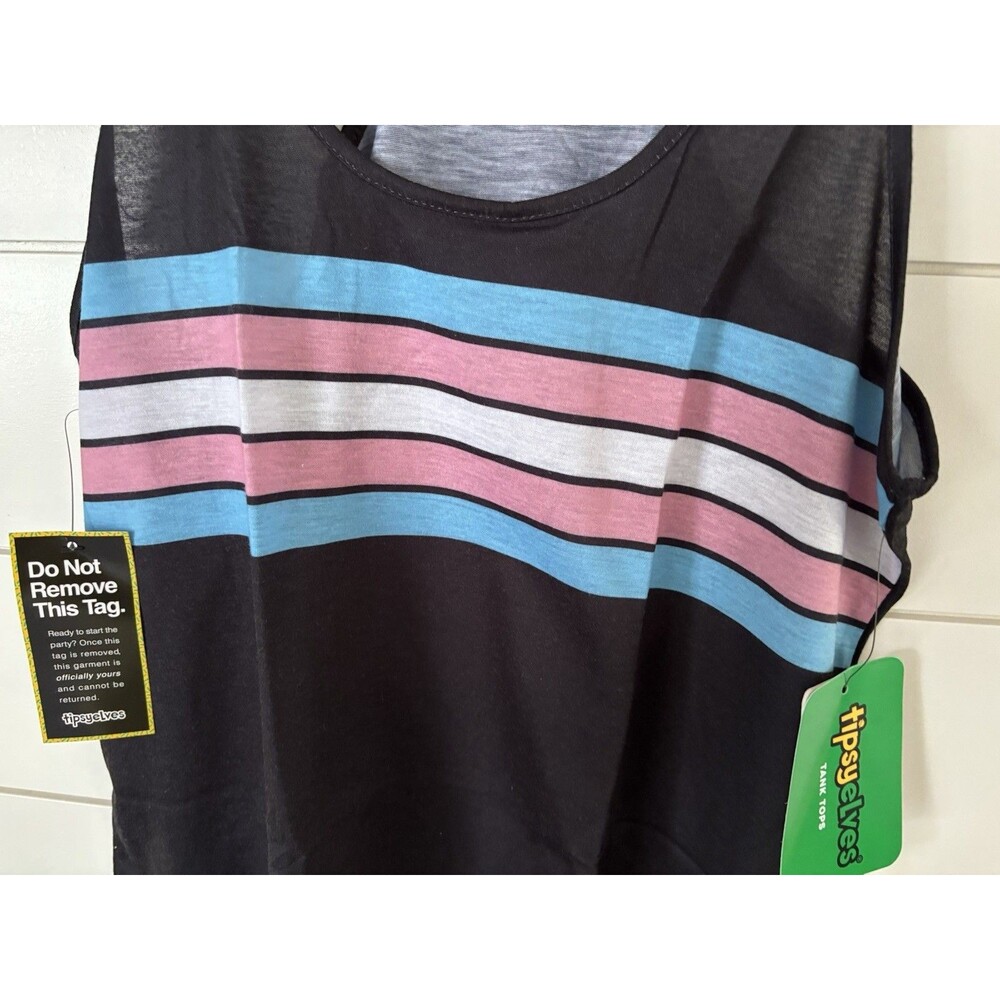TRANS PRIDE FLAG RACERBACK TANK TOP Size Large - Picture 3 of 3